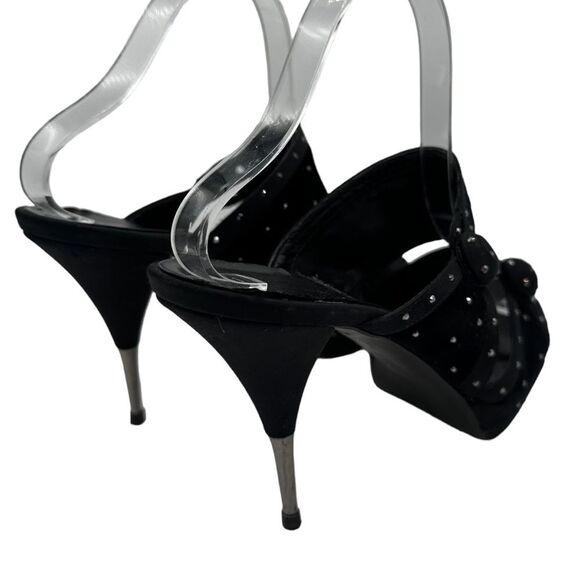 Vintage Y2K Stella McCartney Rhinestone Black Velvet Evening Heels Shoes Size 39 - Picture 9 of 12